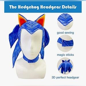 blue &orange Sonic the Hedgehog cosplay headgear game stop halloween costume